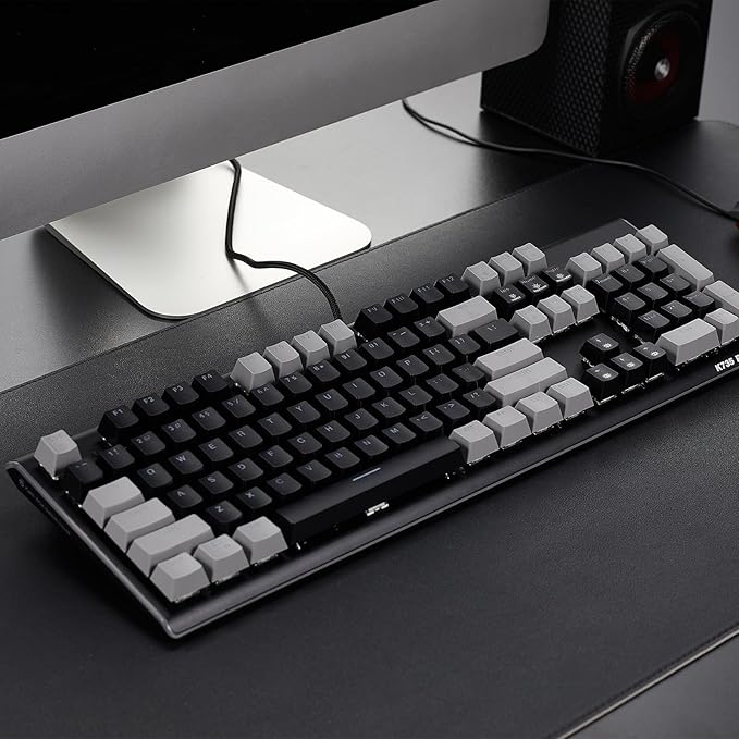 Hexgears GK735 Wired Full Size Mechanical Keyboard, Aluminum Housing Built for Gamers w/Kailh Box White Switch, White Backlit + Surrounded by RGB Light Strip, 104 Keys Gaming Keyboard for PC/Mac