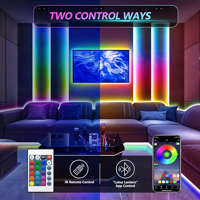 LED Strip Lights for TV, 9.8Ft RGB LED Lights for 32-50in TV Behind, App Control Music Sync Strip Lights IP65 Waterproof with Remote, USB LED Strips Bias Lighting for Bedroom PC Monitor Desk
