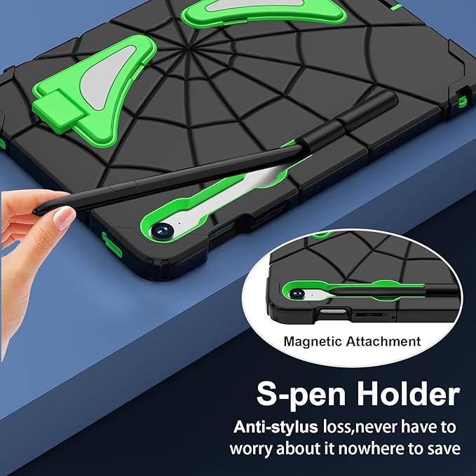 AKABEILA Compatible with Samsung Galaxy Tab S10 FE 2025/Tab S10 Lite 2025 Tablet Case，Lightweight Shockproof Rugged Protective Cover with Kickstand for Kids Children Boys Babies Dark Green