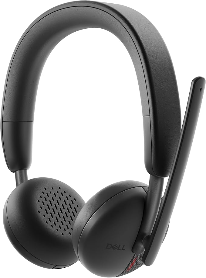Dell WL3024 Wireless Headset - Leatherette Headband, Built-in AI-Based Noise Cancellation Microphone, Boom mic - Black