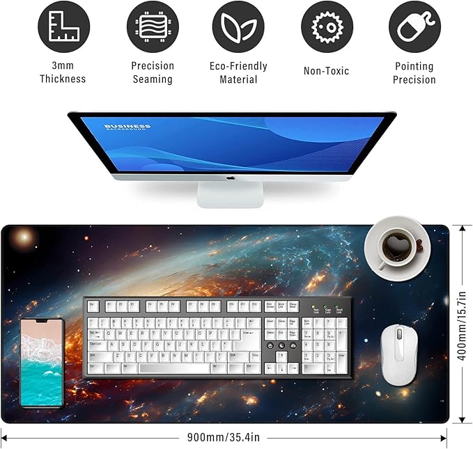 Extended Speed Gaming Mouse Pad Large Size 35.4 X 15.7 X 0.12inches Desk Mat Mousepad with Personalized Design Office Users - Constellation