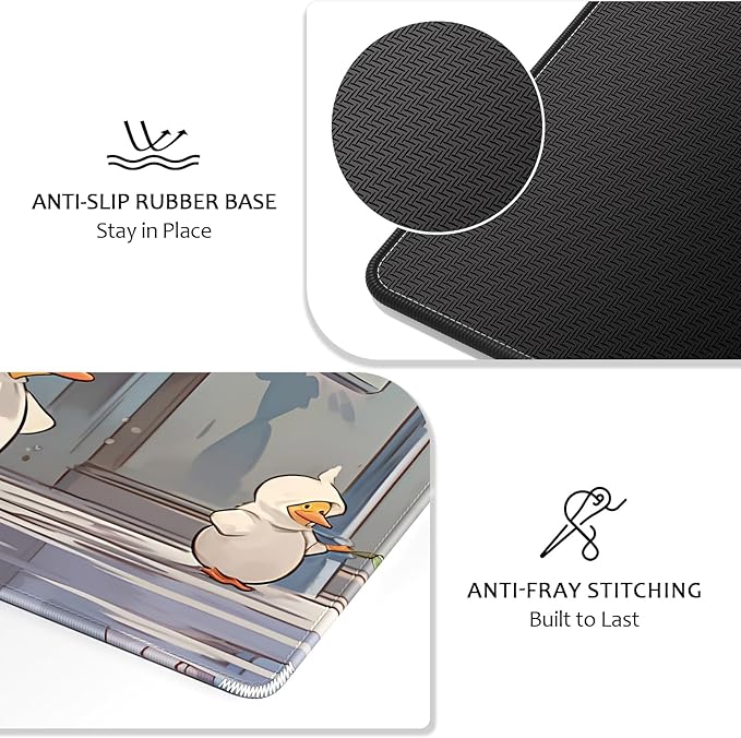 Auhoahsil Ultra Large Gaming Mousepad, XXL Extended Full Size Desktop Matt for Keyboard, Laptop & Computer, 35.5 x 15.7 in, Anime Cute Ducks