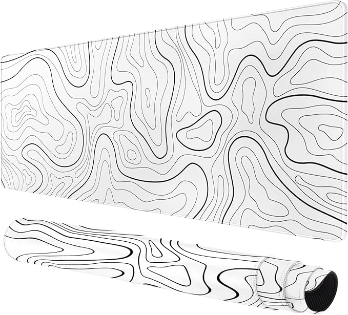 Rcege Large Mouse Pad for Desk - Gaming Mouse Pad with Stitched Edges, Anti-Slip Base for Keyboard and Mouse(White Line, 31.5L x 15.8W inches)