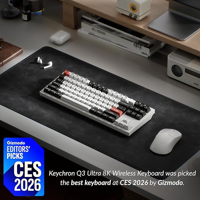 Keychron Q3 Ultra Wireless Mechanical Keyboard 8KHz Polling Rate, TKL 2.4G/Bluetooth 5.3/Wired Up to 660 Hours Long Battery Life, Hot-Swappable Aluminum RGB Gaming ZMK for Mac/Windows/Linux-White