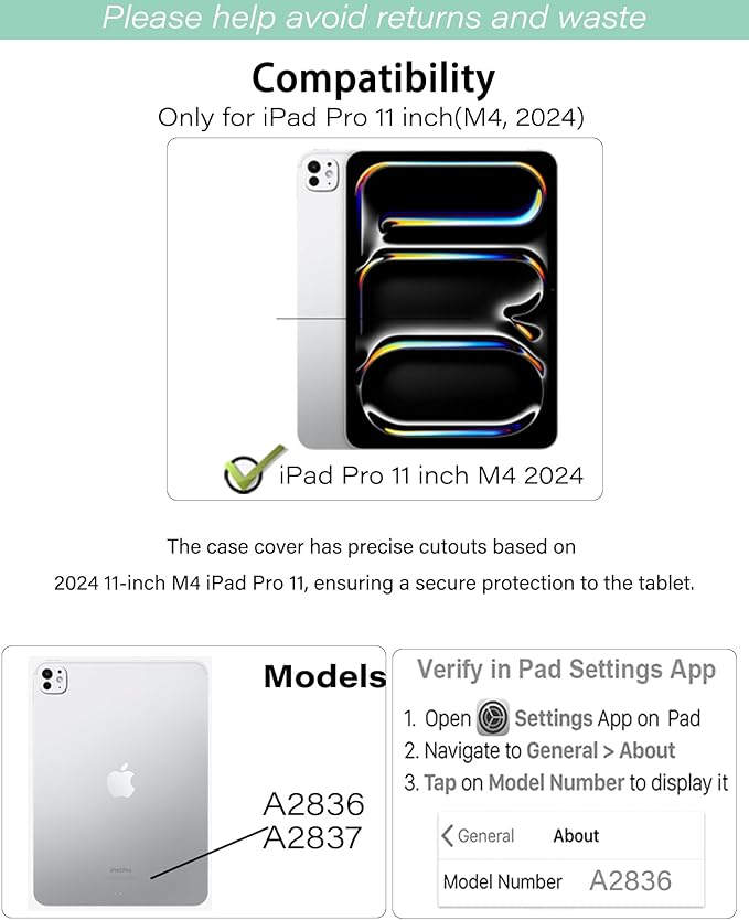 ZENLU iPad Pro 11" M4 M5 Case with Removable Magnetic Folio Cover, Premium PU Leather, Multiple Angles Stand, Pencil Slot Charging Support, Full Protective Case for iPad Pro 11" 2025 2024 (Blue)