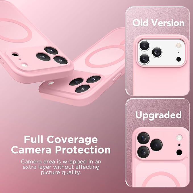 CAPRARO Magnetic for iPhone 17 Pro Max Case, Upgraded [Full Camera Protection] [Compatible with MagSafe] Protective Translucent Matte Women Girl Phone Case Cover, Peach Pink
