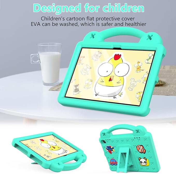 AKABEILA Compatible with Lenovo Tab M10(3rd Gen) 10.1(2022)/Huawei MatePad T 10s 10.1/MatePad T 10 9.7/MatePad SE 10.1(2022)/Honor Pad X8/Pad X8 Lite Tablet Case, Strap for Girl Kid Gift - Mint Green