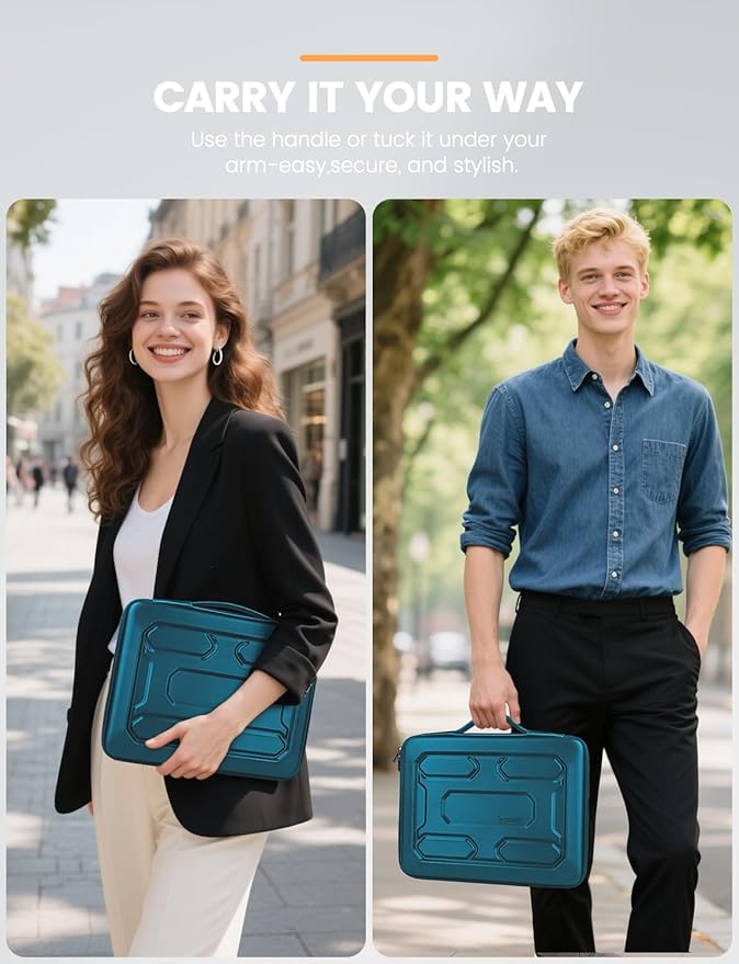 DOMISO 14 inch Laptop Sleeve with Handle Shockproof Computer Bag Waterproof EVA Protective Carrying Case for 14" ThinkPad E480/Yoga 920/13.5" Microsoft Surface Book/HP Pavilion 14 Stream 14, Teal