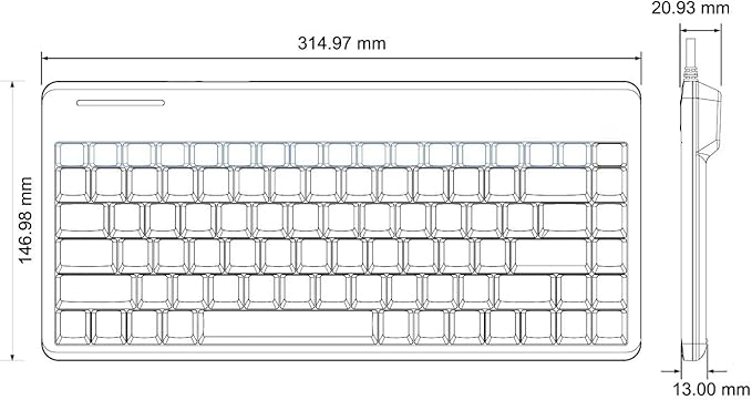 Perixx PERIBOARD-409H Wired USB Mini Keyboard with 2 USB Hubs, Black, US English Layout