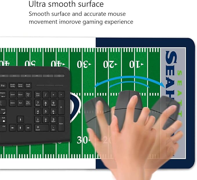 Large Gaming Mouse Pad, Mousepad with Non-Slip Rubber Base for Laptop Computer Desktop Keyboard,Football Fans Boy Husband Gift Blue Design Mat