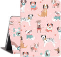 iPad Air 2/1 Case, iPad 5th/6th Generation 9.7 Case, Auto Wake/Sleep Multi-Angle Viewing Shockproof Protective Cover, Pink Dog