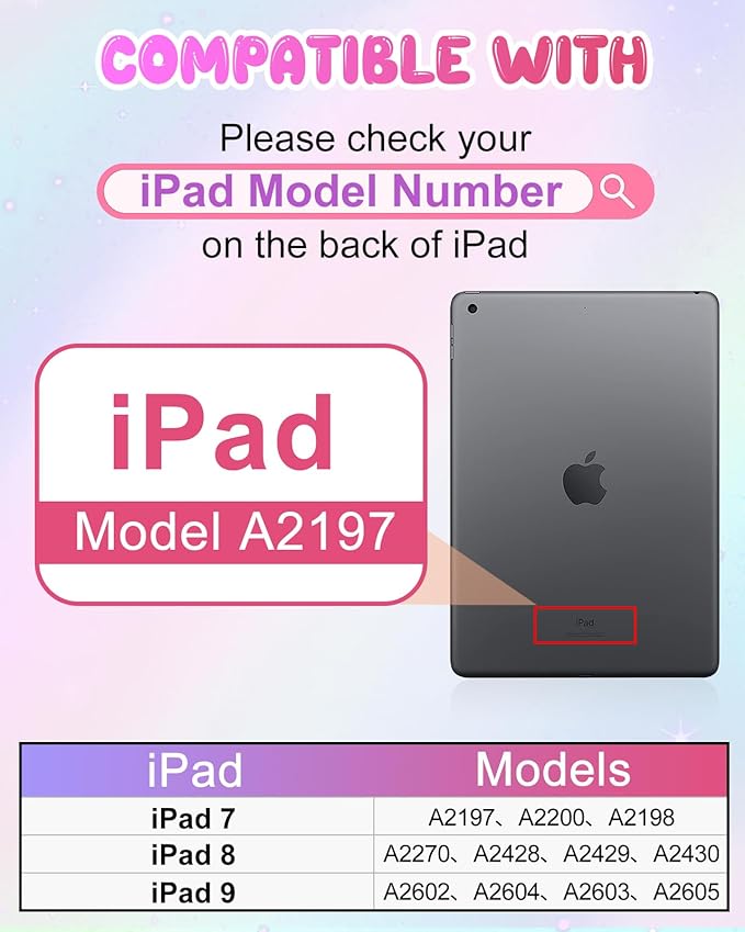 for iPad 9th/8th/7th Generation Case - for Girls Cute Girly Kawaii 3D Cartoon Design with Rotating Stand Handle & Shoulder Strap Silicone Cases for iPad 7/8/9th Gen 2019 2020 2021 10.2 Inch