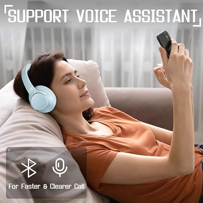 TUINYO Bluetooth Headphones Wireless, Over Ear Stereo Wireles Headset 40H Playtime with deep bass, Soft Memory-Protein Earmuffs, Built-in Mic Wired Mode PC/Cell Phones/TV-Dark Grey