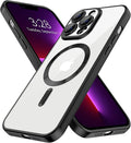 Hython Magnetic Clear for iPhone 13 Pro Case with Camera Lens Protector [Compatible with MagSafe] Luxury Plating Edge Slim Soft TPU Cover Protective Phone Case for iPhone 13 Pro 6.1", Matte Black
