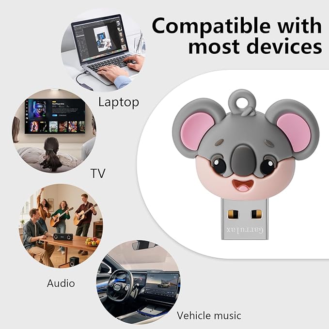 USB Flash Drives, 16GB/32GB/64GB/128GB Silicone USB2.0 High Speed Thumb Memory Stick Pen Date Storage Pendrive U Disk (Cute Koala, 32GB)