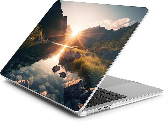 Batianda Premium Case for New MacBook Air 15 inch with M5 M4 M3 M2 Chip 2026 2025 2024 2023 Release, Designed Ultra-Slim Hardshell & Keyboard Cover & Screen Protector 4-in-1 Bundle, Mountain Sunrise