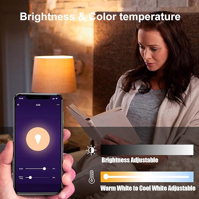 Boxlood Smart Light Bulb Works with Alexa Echo Google Home Siri, RGB Color Changing WiFi Light Bulbs, No Hub Required, Warm White to Cool White, Dimming & Timing, APP & Voice Control,7W A19 E26 6Pack
