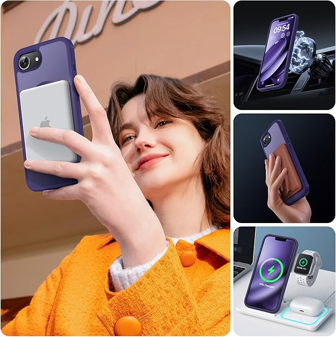 TOCOL for iPhone 17e Case, Compatible with Magsafe, Military Drop Protection, Slim Translucent Matte Shockproof for iPhone 17 e Case 6.1 inch (Midnight Purple)