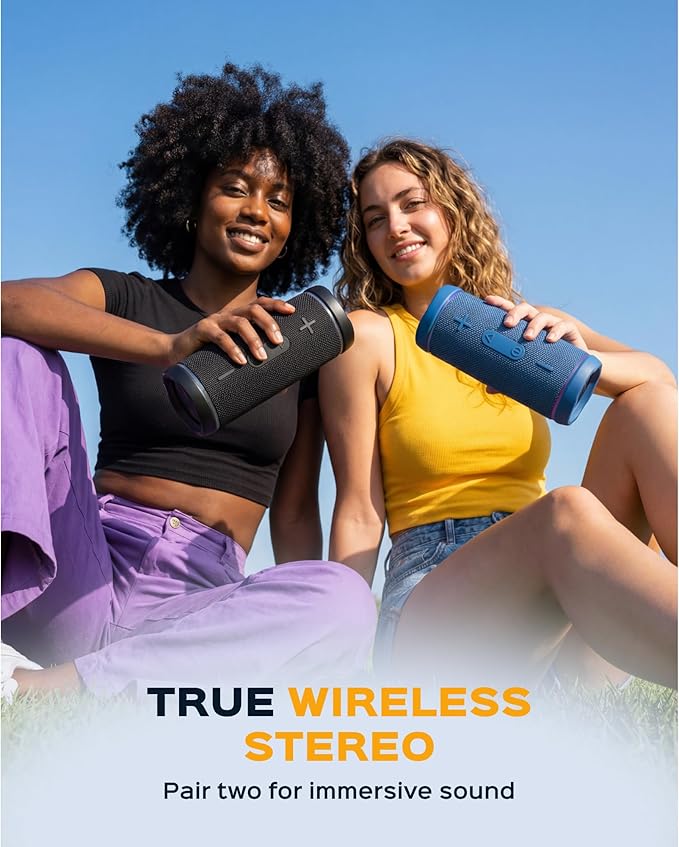 TREBLAB HD77 – Waterproof Bluetooth Speaker, 30W Loud 360° Sound, Deep Bass, IPX7, TWS Pairing, RGB Lights, 20H Battery, Portable Wireless Speaker for Outdoor, Beach, Camping, Party, Travel