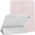 Lovmooful Compatible for iPad 11th 11-Inch A16 (2025),iPad 10 (10.9-Inch,2022 Model,10th Generation) Case with Pencil Holder Cute Striped Aesthetic Design Soft TPU Trifold Stand Protective-Pink&White