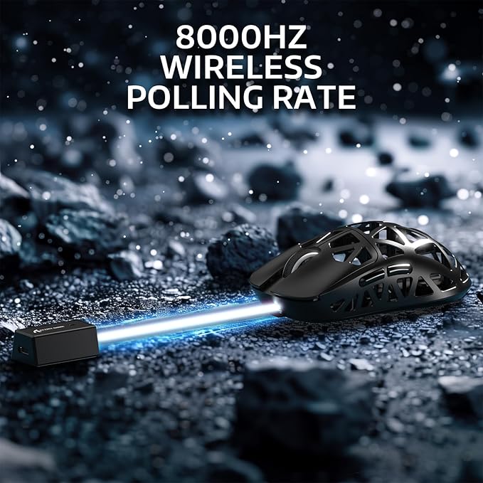 ATTACK SHARK R2PRO 45g Superlight Magnesium Alloy Mouse, PixArt PAW3950 Sensor, 42000DPI, 8000Hz Wireless Polling Rate, 2.4G/BT/Wired Gaming Mouse, Programmable Mice with Coiled Cable, PC/Mac, Black