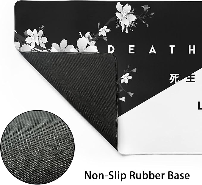 Black White Cherry Blossom Mouse Pad Japanese Sakura Death Life Extended Desk Mat 90X40 CM Non-Slip Rubber Base Stitched Edge Large xxl Playmat for Gaming Laptop Computer Office Desktop,35.4×15.7 Inch