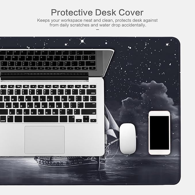 Lokigo Desk Pad, Office Desk Mat, Extended Large Gaming Mouse Pad, Desk Decor Mousepad Keyboard Writing Mat with Non-Slip Rubber Base for Office Laptop Gaming Home, 31.5"x15.7", Nautical Sailboat