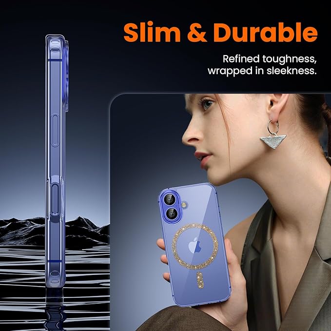 toushion 3 in 1 for iPhone 16 Plus Case Clear Colored Mag-Ring | with MagSafe,Screen Protector *1 & Camera Lens Protector*1, Military-Grade Protection