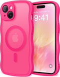 CAPRARO Cute for iPhone 15 Plus Case, Compatible with MagSafe, [Curly Wave Edge] [Full Camera Protection] [14 FT Drop Protection] Magnetic Phone Case for 15 Plus 6.7 Inch, Hot Pink