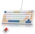 75% Mechanical Creamy Keyboard with Volumn Knob, Gasket Hot Swappable RGB Gaming Keyboard, Wired Custom Keyboard with Red Switch, 82 Keys Compact Creamy White