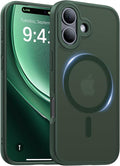 Magnetic for iPhone 17 Case,[Anti-Slip][Compatible with MagSafe][Military Grade Drop Protection] Shockproof Protective Translucent Matte Phone Case for iPhone 17 Case,Forest Green