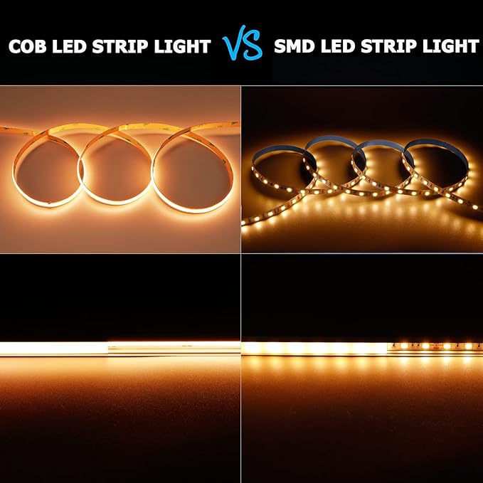 DC 5V USB COB LED Strip Light Warm White 3000K Dimmable IP65 Waterproof CRI 93+ USB Powered 6.6ft/2M 640LEDs High Brightness Flexible LED Tape Lights
