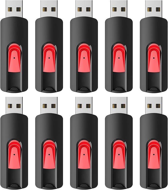 RAOYI 10Pcs 32GB USB Flash Drives Slide Retractable Memory Stick Bulk USB 2.0 Thumb Drive Jump Drive Zip Drive USB Sticks Data Storage Backup for PC Mac (32G, Red)