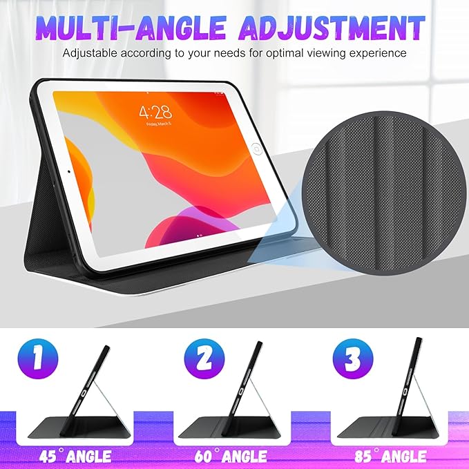 Uppuppy iPad Case for 5th/6th Gen, Air 1st/2nd Gen, Pro 9.7 Inch - Cute Black Butterfly Design Folio Cover for Kids, Women, Girls