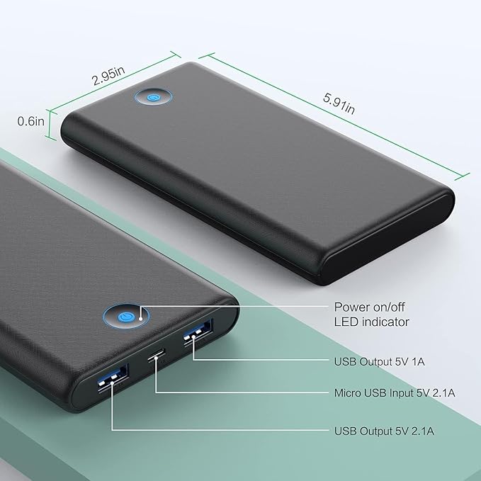 [2-Pack] Portable Charger Power Bank 20000mAh,Ultra Slim Fast Charging Battery Pack with Dual USB Outputs,Travel Essential Portable Phone Charger for iPhone 17/16/15/14/13/12/X,Galaxy S24, Android etc