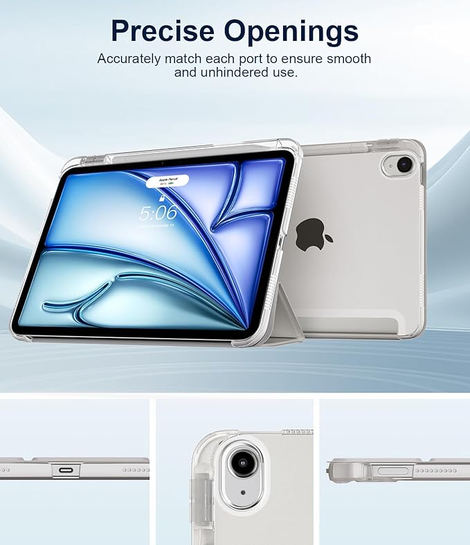 TiMOVO Case for iPad Air 11 Inch M4 2026/M3 2025/M2 2024, iPad Air 5th Generation 2022/4th Gen 2020 10.9 Inch with Pencil Holder, Stand Cover with Translucent Back, Auto Wake/Sleep, Silver