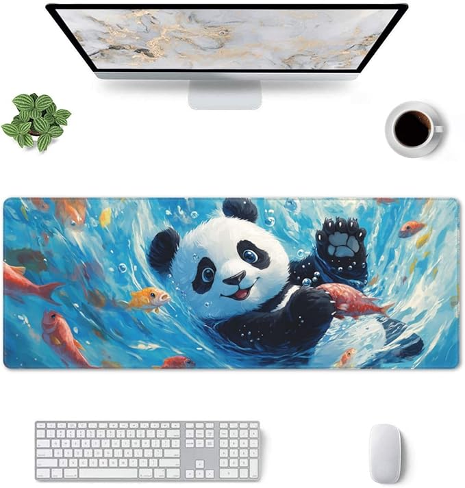 Cute Panda Mouse Pad XL Large Mousepad Non Slip Rubber Base Desk Mat for Laptop Computer Gaming 31.5" X 12"