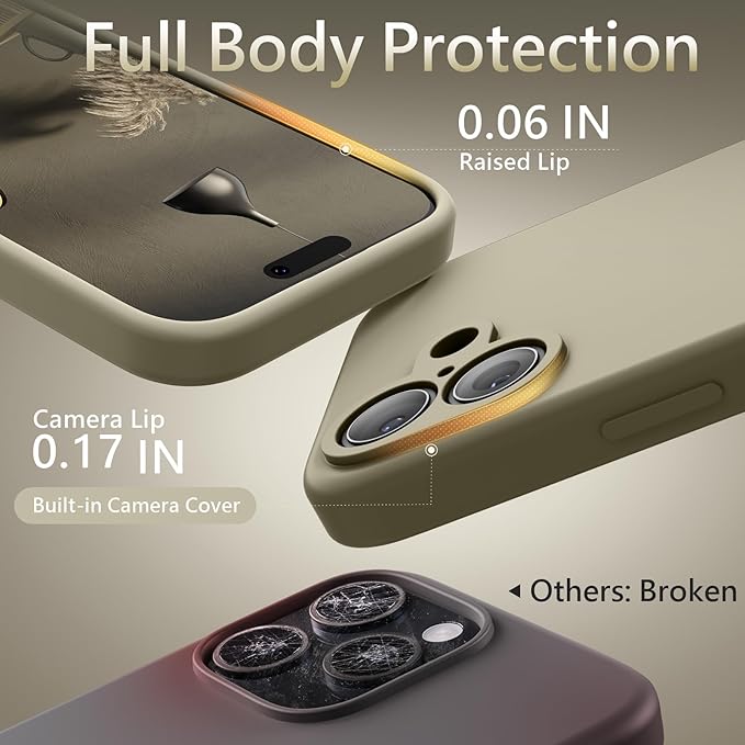 FireNova Magnetic for iPhone 17 Case, Compatible with MagSafe, [Integrated Silicone Camera Control Button] [Camera Protection] Anti-Scratch Microfiber Lining Phone Case, 6.3", Khaki