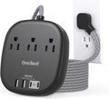Cruise Ship Travel Essentials, 22.5W/4.5A Flat Plug Power Strip, 6Ft Extension Cord, 3 Outlets 4 USB Ports (2 USB C) Cruise Approved Power Strip No Surge Protection, Desktop Charging Station, Black