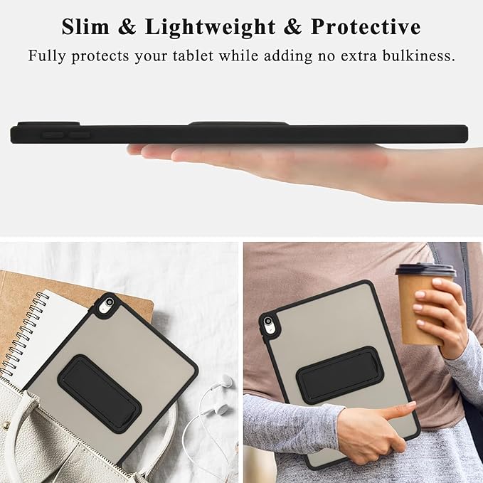 Shockproof Case for iPad (A16) 11th/10th Generation 10.9 inch 2025/2022, Kickstand Slim Fit Rugged Bumper Lightweight Anti-Scratch Bumper Case Cover for iPad 11th/10th Gen, Black