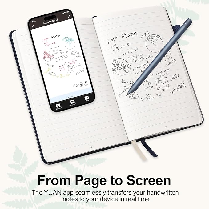 Yuan Smart Digital Notebook with Pen, Smart Pen for Note Taking Real-Time Sync-to-Digital, Smart Writing for Meeting Class Creation, Digitizing, Store, and Share Handwritten Notes via App(iOS/Android)