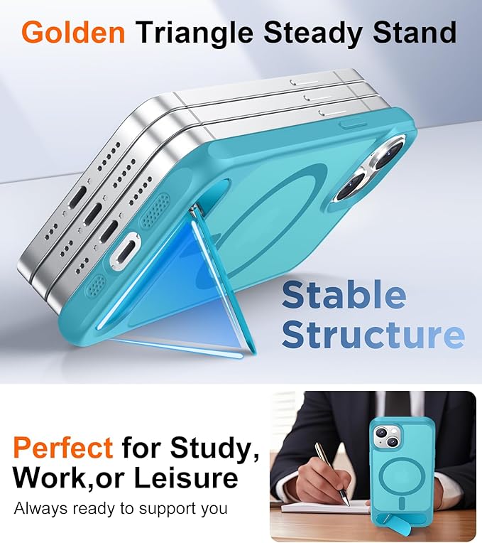 Magnetic Compatible with iPhone 14 Case/iPhone 13 Case,[Built-in Invisible Kickstand][Compatible with MagSafe][Military Grade Shockproof] Slim Translucent Matte Phone Case for iPhone 14/13 6.1"