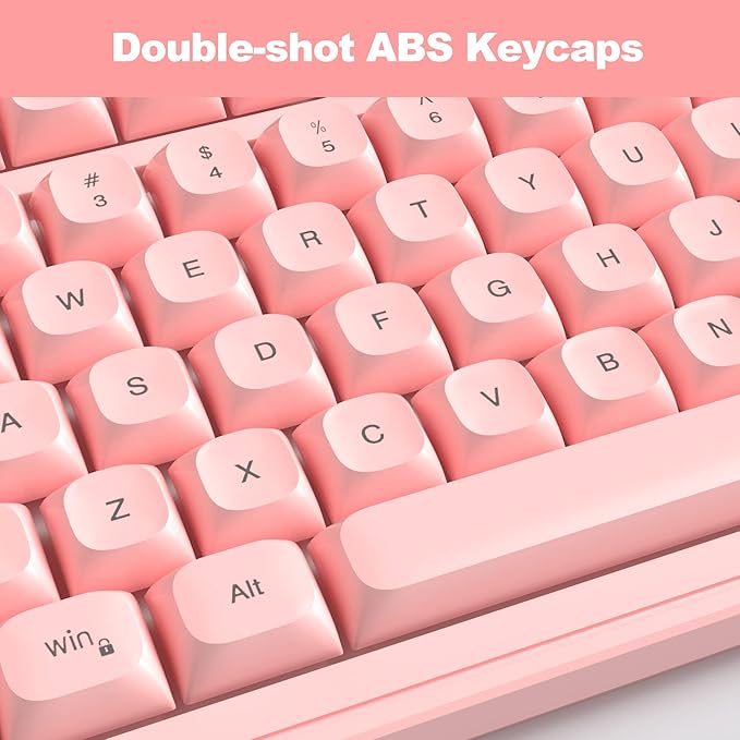 Pink Creamy Keyboard and Mouse Combo,MageGee GK980 Wired RGB Backlit Keyboard and Pink Gaming Mouse Combo,PC Keyboard and Adjustable Sensitivity Mouse for PC/loptop/MAC