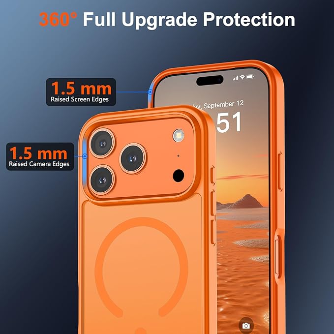 SUPFINE Magnetic for iPhone 17 Pro Case (Compatible with MagSafe)(Military Grade Drop Protection) Translucent Matte Shockproof with Anti-Fingerprint Phone Cover,Starry Orange