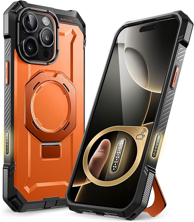 SUPCASE for iPhone 16 Pro Max Case with Camera Control Capture Button (Unicorn Beetle Grip), [Built-in Stand] [Compatible with MagSafe] Heavy Duty Magnetic Phone Case for iPhone 16 Pro Max, Magma