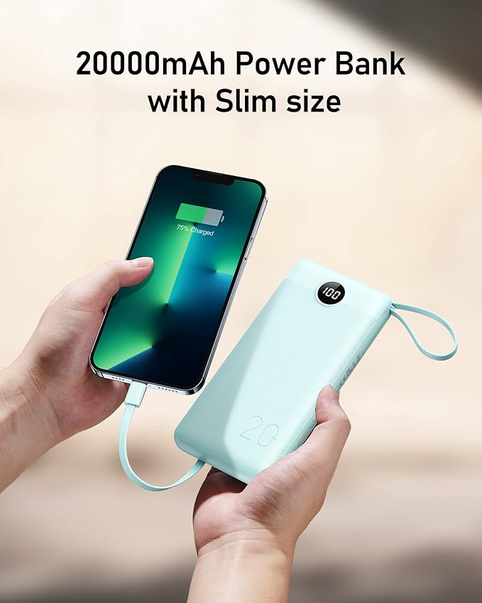 VEEKTOMX Portable Charger Built-in Cables, Power Bank for iPhone, Fast Charge USB C Battery Pack Travel Essentials Powerbank Compatible with iPhone 17/16/15/14, Samsung S25/24