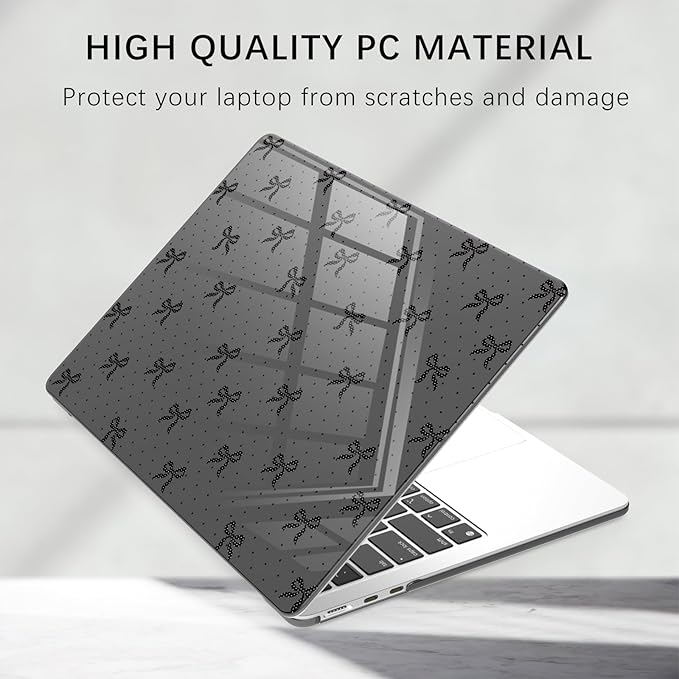 Compatible with MacBook Air 13 inch Case M1 A2337 A2179 A1932 2022 2021 2020 2019 Release, Cute Polka Dot Black Bow Protective Hard Shell Clear Black Cover for MacBook Air 13.3 inch