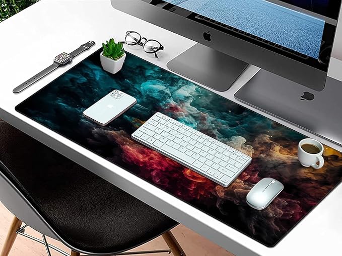 Rinaze Large Gaming Mouse Pad Desk Mat with Superior Micro-Weave Cloth, XXL Big Mousepad with Stitched Edges, Anti-Slip Desk Keyboard Pad for Gaming, Office and Home