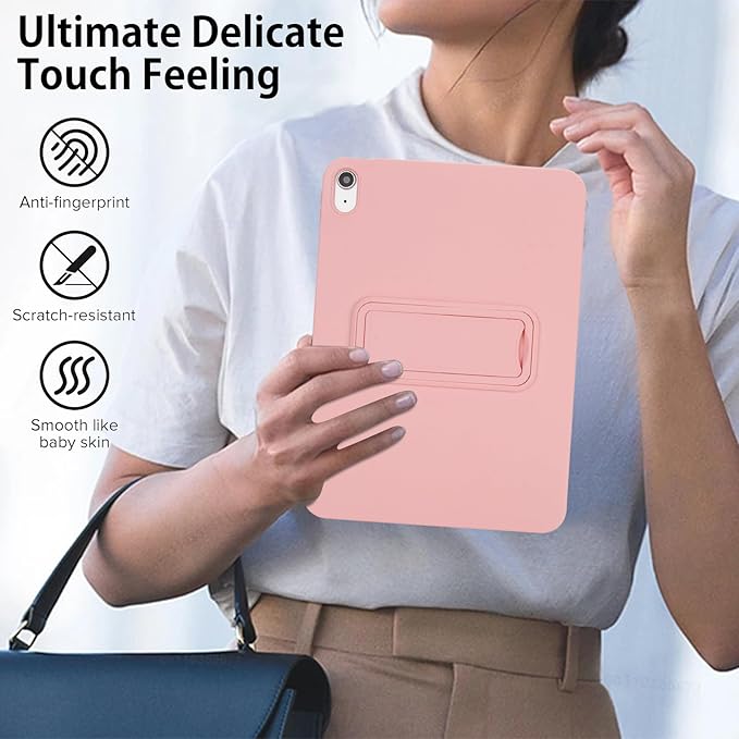 Case for iPad 11th Generation (A16) 11 Inch 2025/iPad 10th Generation 10.9" 2022, TPU & Hard PC Back Cover with Kickstand Feature Screen & Camera Defense Shockproof Bumper, Pink