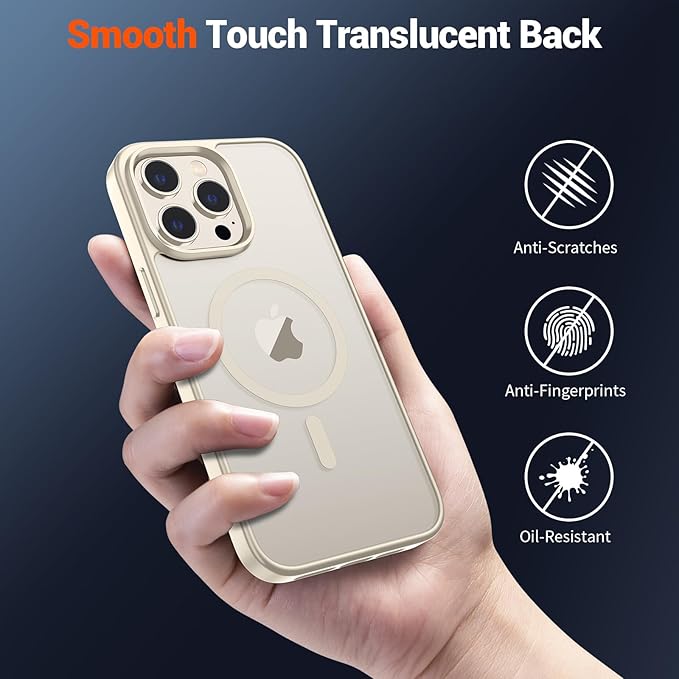 SUPFINE Magnetic for iPhone 13 Pro Max Case (Compatible with MagSafe) (Military Grade Drop Protection) Translucent Matte with Anti-Fingerprint Phone Case,Antique White